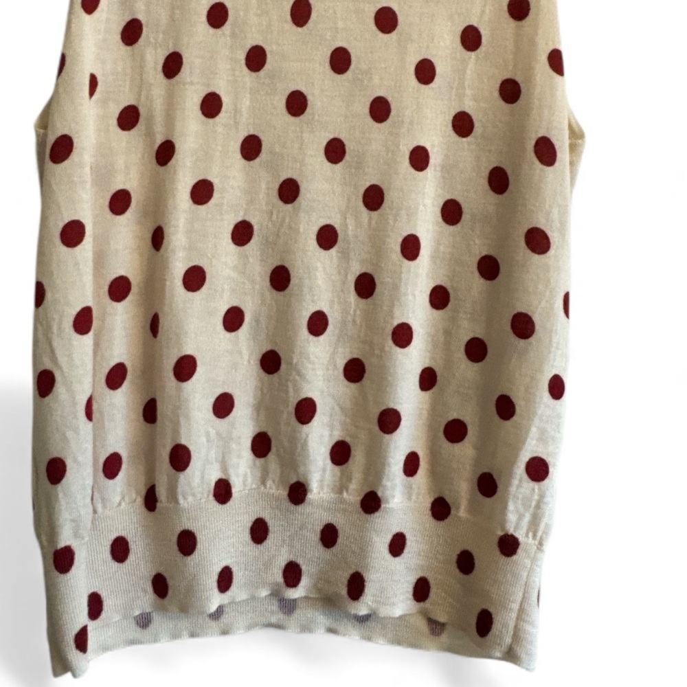 J. Crew Cream Tank Top Vest with Red Sequin Polka Dots 100% Merino Wool Size L - Picture 8 of 14